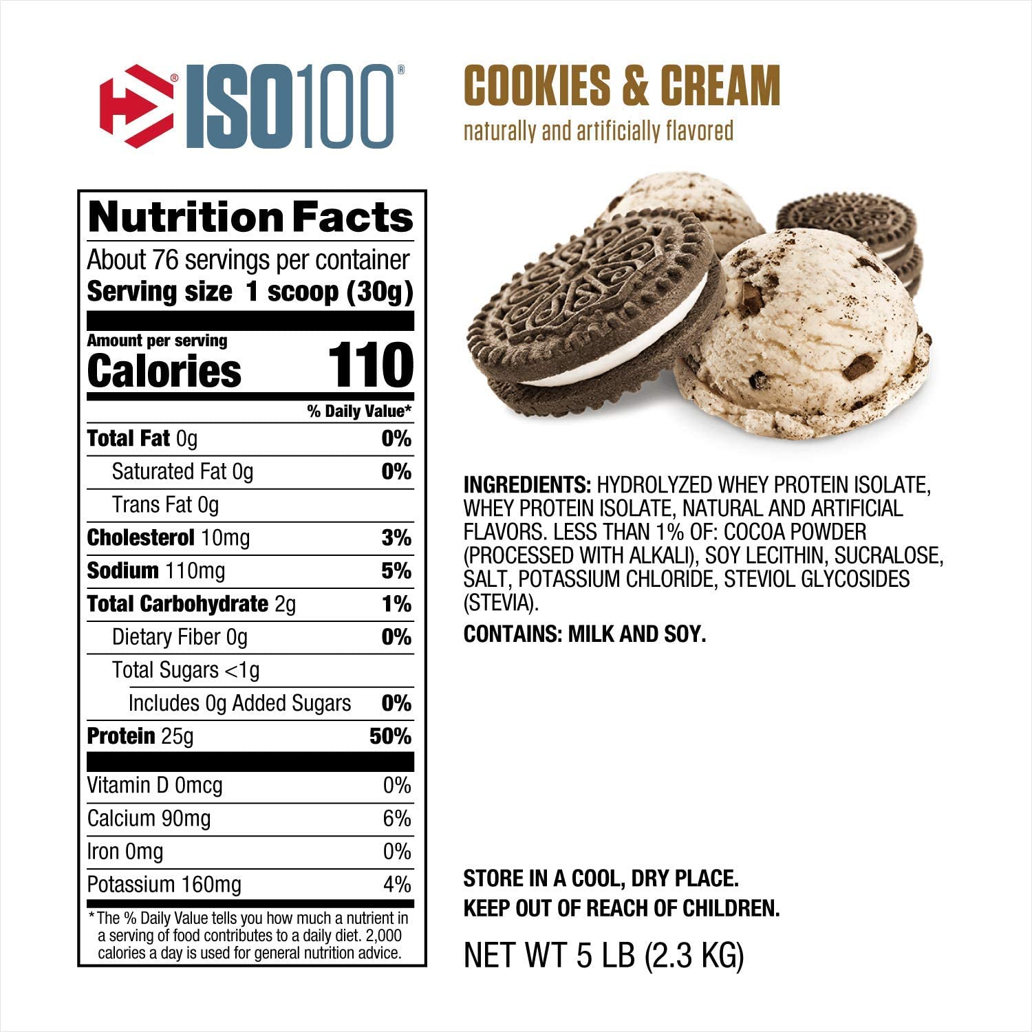 Dymatize ISO100-76Serv.-2.3KG-Cookies&amp;Cream