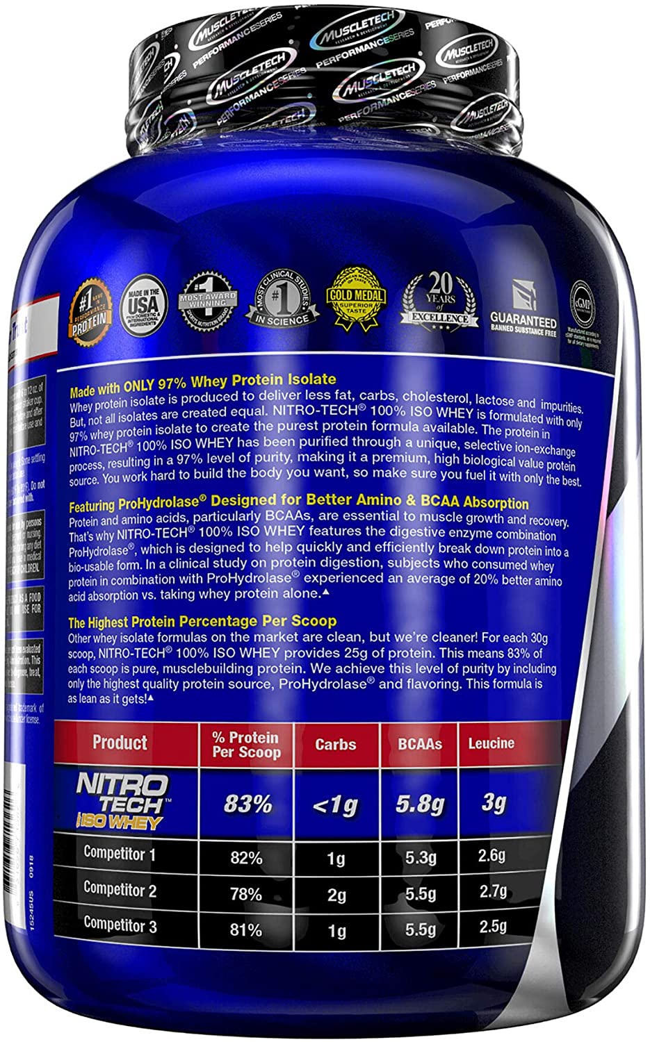 Muscletech Nitrotech 100% Iso Whey-79Serv.-2.27KG-Vanilla