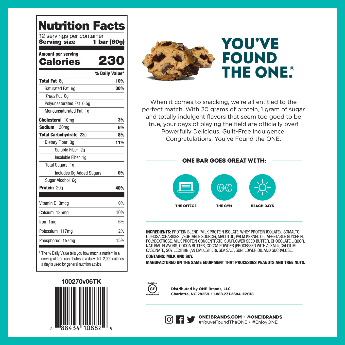 One Protein Bar-60G-Chocolate Chip Cookie Dough