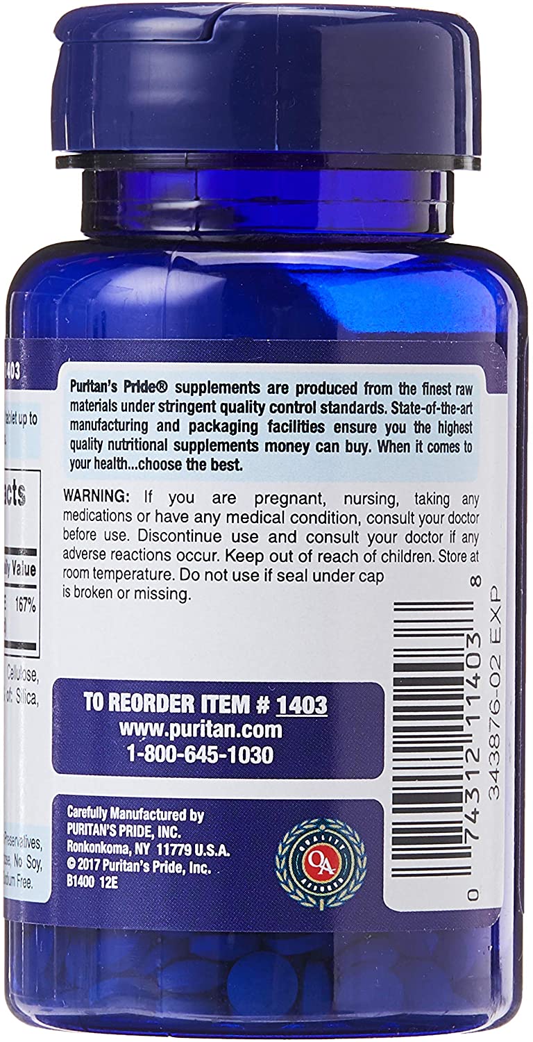 Puritan's Pride Folate 666mcg DFE-250Serv.-250Tabs.