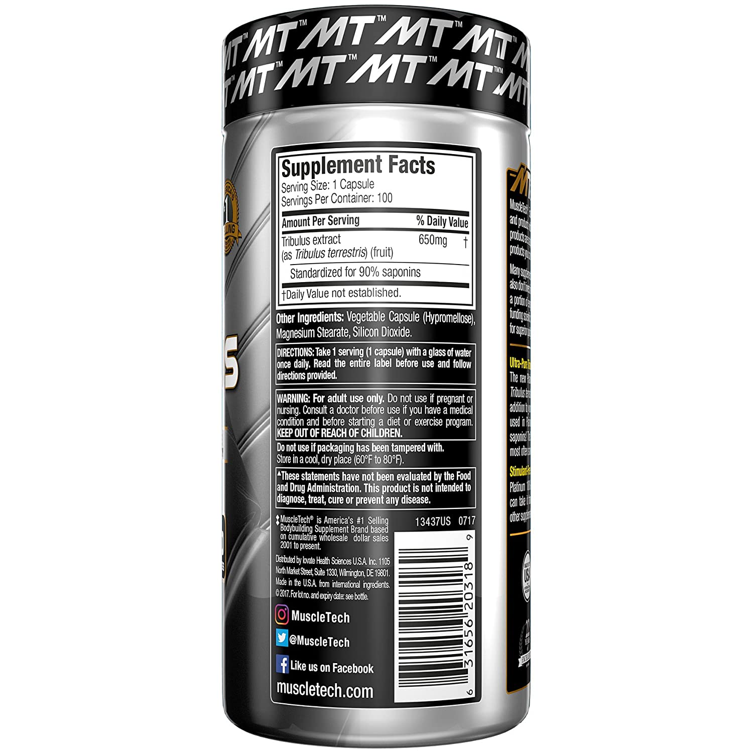 Muscletech Platinum Tribulus-100Serv.-100Caps.