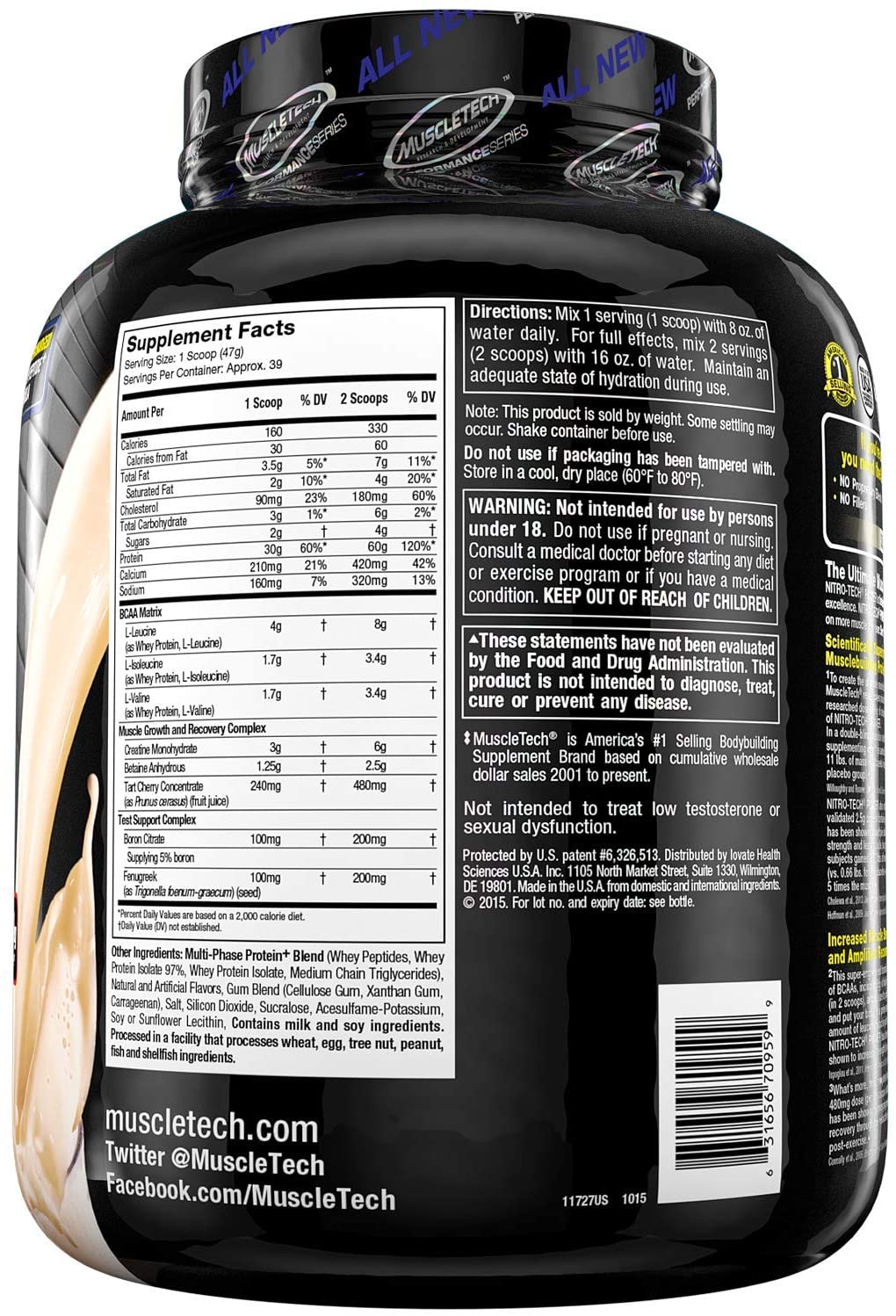 Muscletech Nitrotech Power-41Serv.-1.80 Kg-French Vanilla Swirl