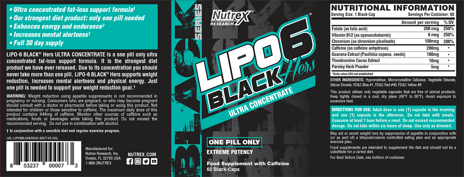 Nutrex Research Lipo6 Black Hers Ultra Concentrate-60Serv.-60Caps.
