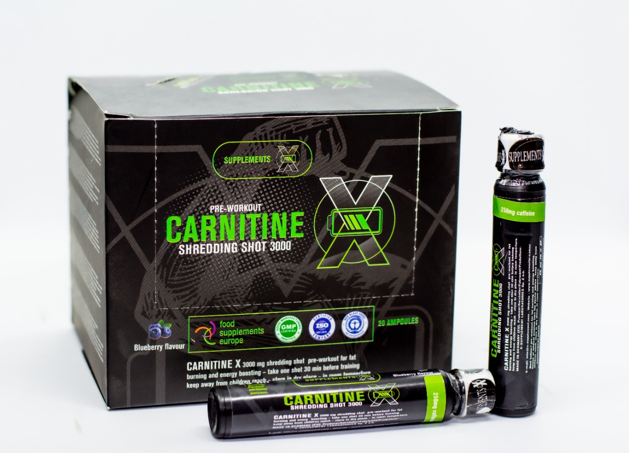 Supplement X Pre-Workout Carnitine 3000 Shredding Shot-20Ml-1Serv.-Blueberry