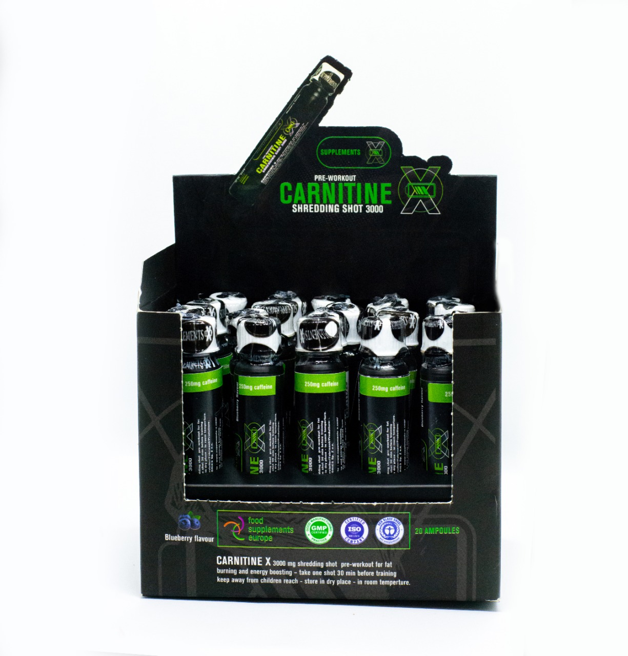Supplement X Pre-Workout Carnitine 3000 Shredding Shot-20Ml-1Serv.-Blueberry