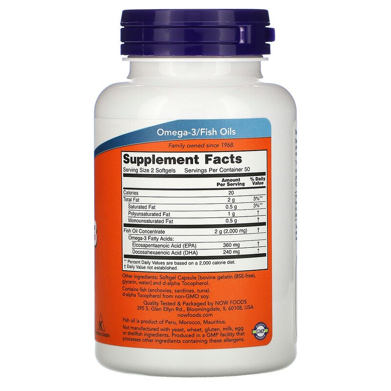 Now Foods Molecularly Distilled Omega3-1000Mg-100Serv.-100Softgels