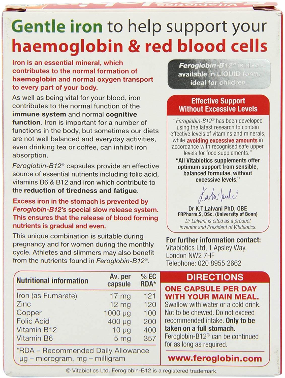 VitaBiotics Freoglobin B12 30 Capsules 