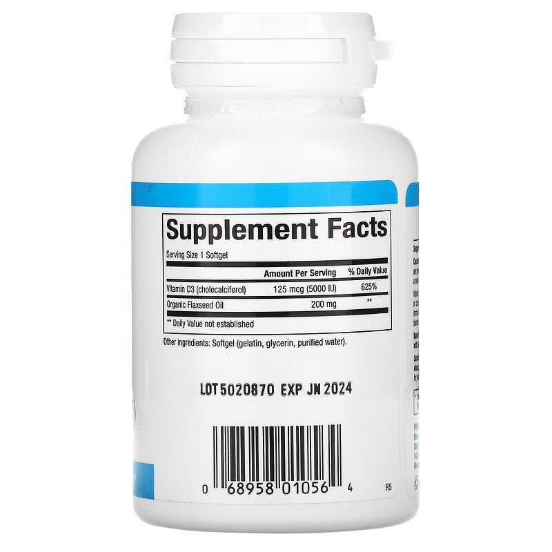 Natural Factors Vitamin D3 125Mcg 5000IU-120Serv.-120Tabs.