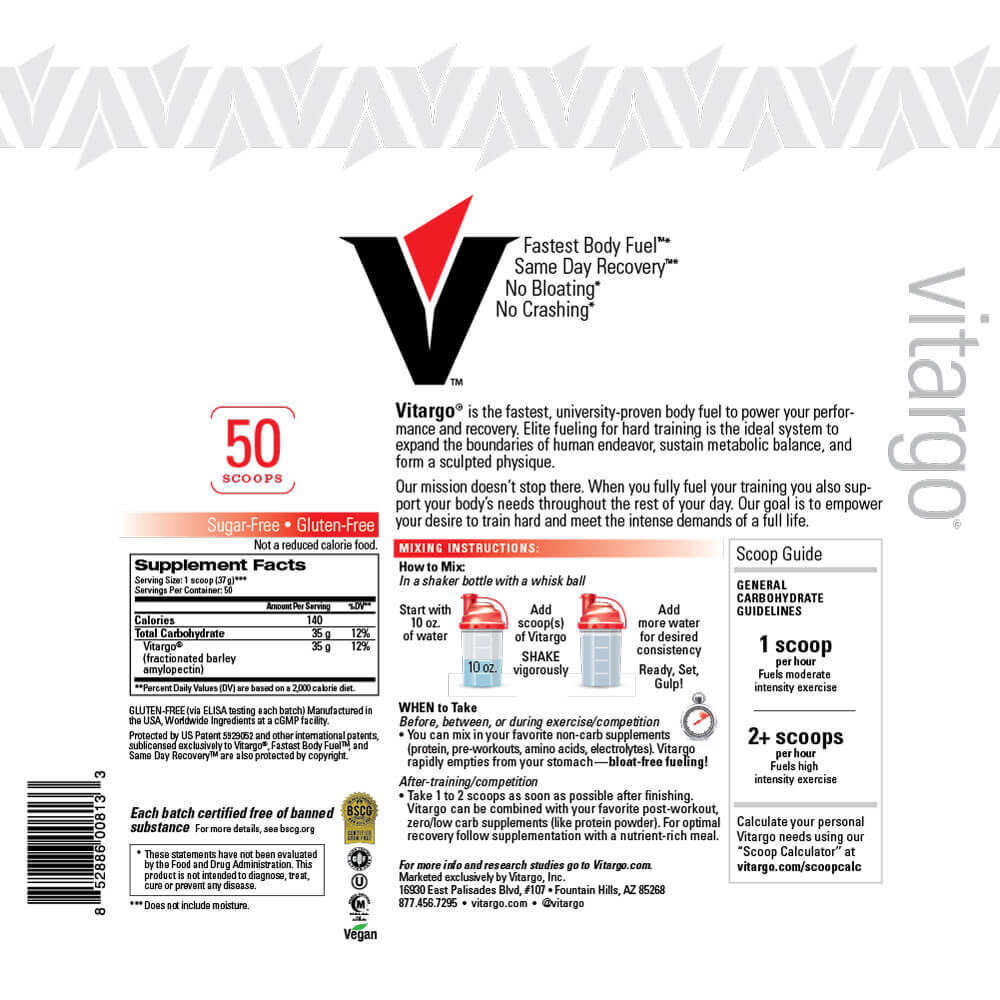 Vitargo - Premier Carbohydrate Fuel for Athletic Performance-50Serv.-1.875G-Plain