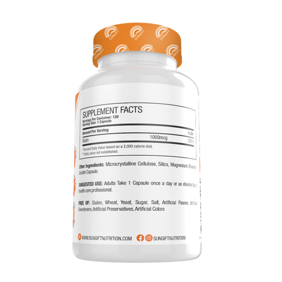Sun Gift Biotin 10000MCG-120Serv.-120Caps.