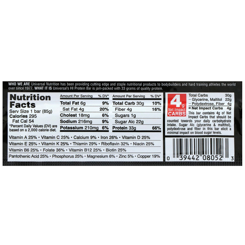 Universal Hi Protrin Bar-1Serv.-85G-Chocolate Brownie