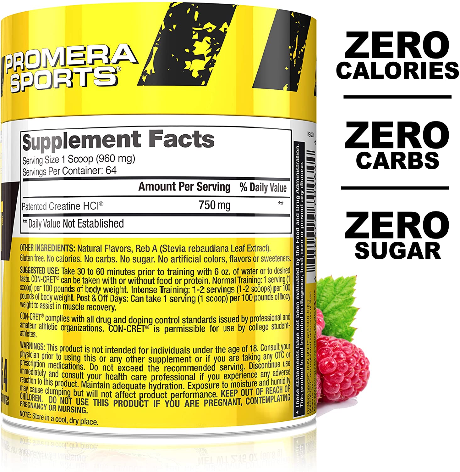 Promera Sports Patented Creatine HCL Con-Cret-64Serv.-60G-Raspberry