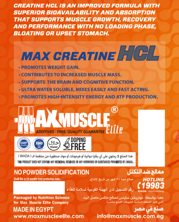 Max Muscle Max-Creatine HCL-120Serv.-270G-Grape