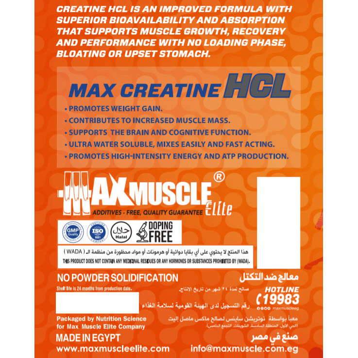 Max Muscle Max-Creatine HCL-120Serv.-270G-Watermelon