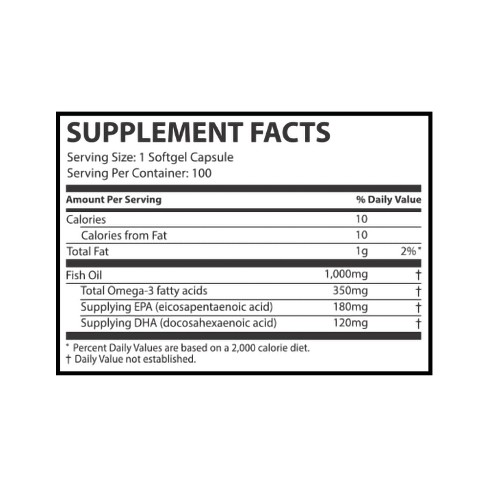 Muscle Rulz Omega-3 Fish Oil 1000Mg-100Serv.-100Softgels