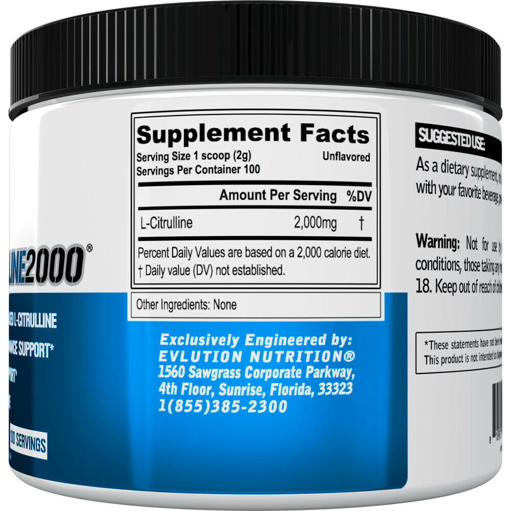 Evl Nutrition L-Citrulline2000-100Serv.-200G-Unflavoured