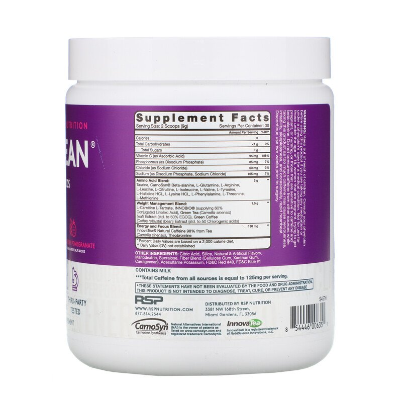 Rsp Clean Active Nutrition Amino Lean-30Serv.-270G-Blackberry Pomegranate