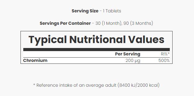 My Vitamins Chromium Picolinate-180Serv.-180Tabs.