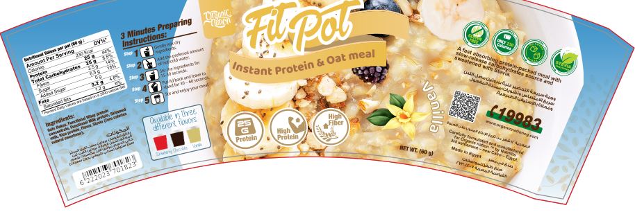 Organic Nation Fit Pot Instant Protein &amp; Oat Meal-60G.-Vanilla
