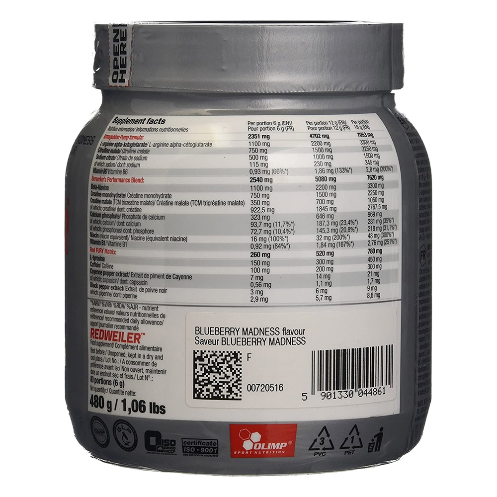 Olimp Sport Nutrition Red Weiler Black Series-80Serv.-480G-Blueberry Madness