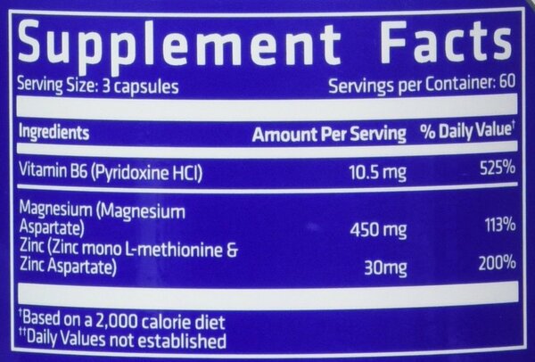 Usn Performance Z-Mag+Zinc,Magnesium &amp; vit b6.-60Serv.-180Caps.