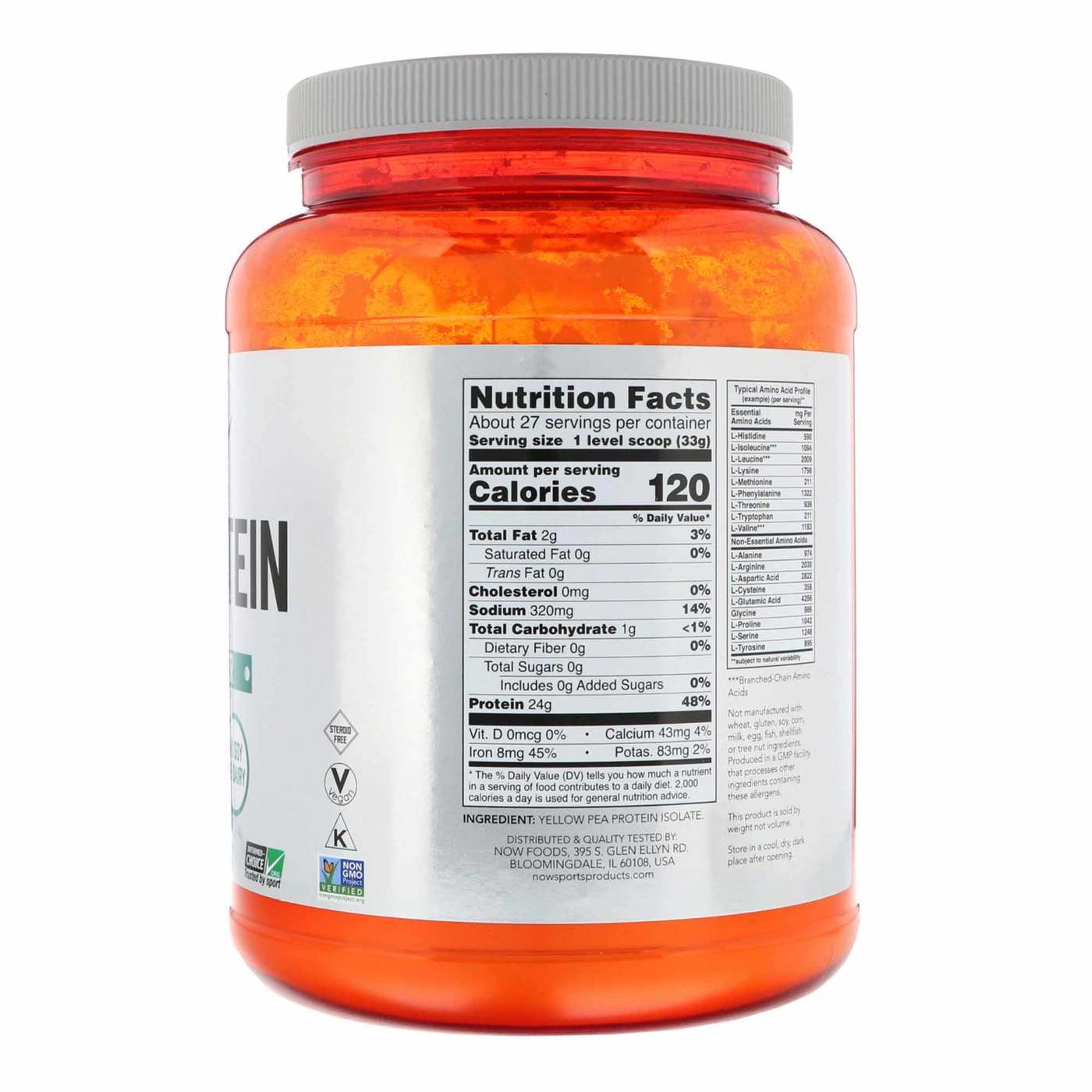 Now Sports Pea Protein-25Serv.-907G.-Pure Unflavored