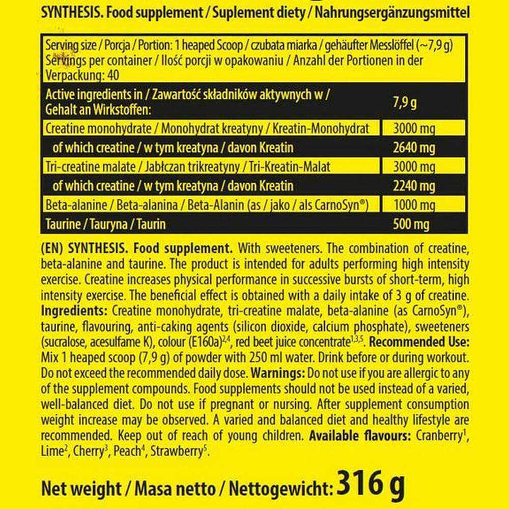 Nuclear Nutrition Synthesis Multi Creatine Complex+1000mg Beta-alanin-40Serv.-316G.-Peach