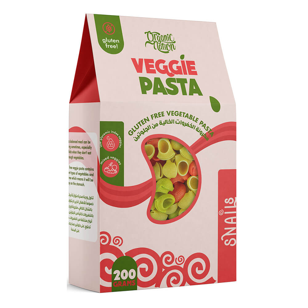Organic Nation Veggie Pasta Gluten Free Vegetable Pasta Snails-200g