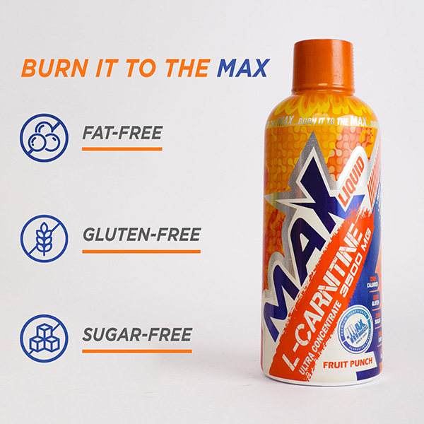 Max Muscle Max Liquid L-Carnitine 3500MG-32Serv.-480Ml-Fruit Punch