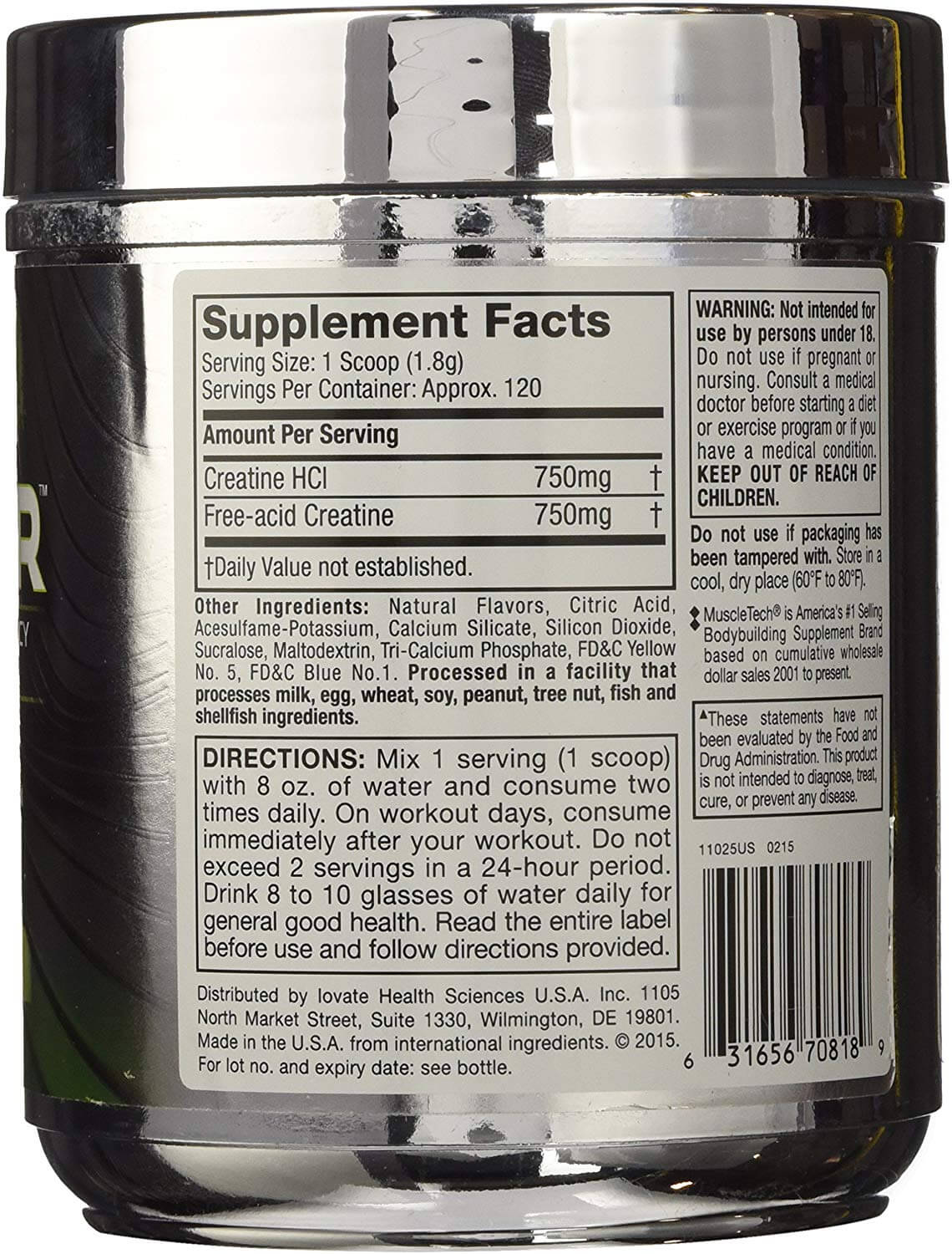 Muscletech Creactor Creatine HCL-120Serv-269G-Lemon Lime Twist