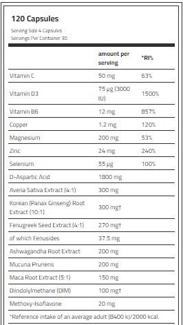 Applied Nutrition Test-X Testosterone Support-30Serv.-120Capsules