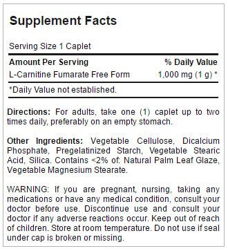 Puritan's Pride L carnitine 1000mg