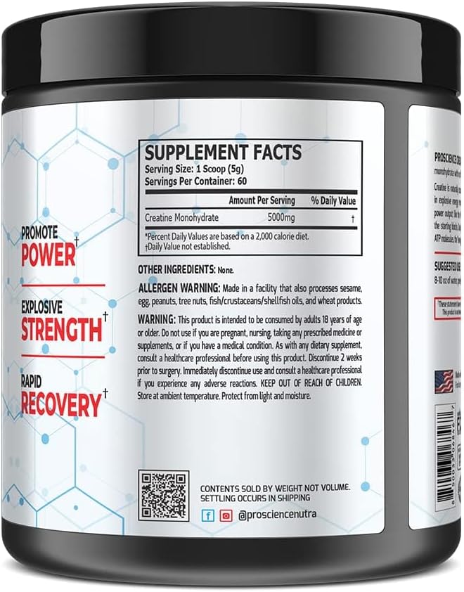 Proscience Creatine Monohydrate 5000Mg-60Serv.-300G.-Unflavored