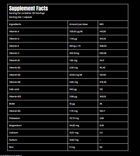 Marvelous Nutrition Vitamin Loaded Ingredients-60Serv.-60Capsules