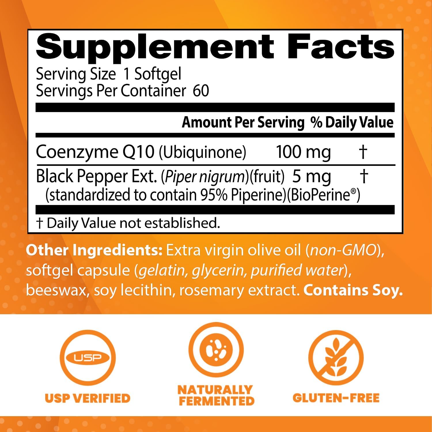 Doctor's Best High Absorption Coq10 With Bio Perine-60Serv.-60 Soft Gels