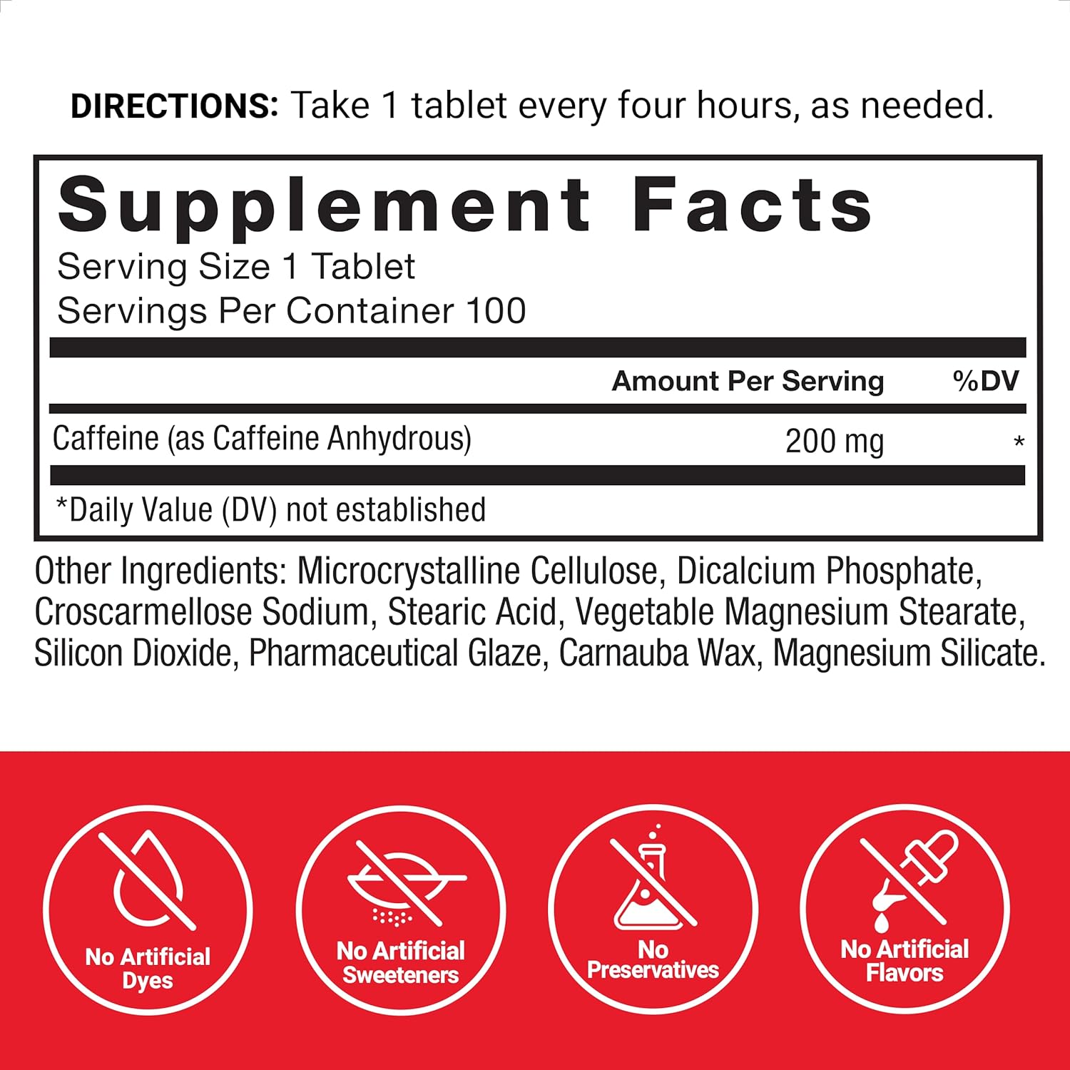 Force Factor Caffeine 200Mg-100Serv.-100Tablets