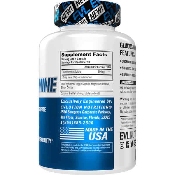 EVL Glucosamine 90Serv.-90Veggie Capsules.