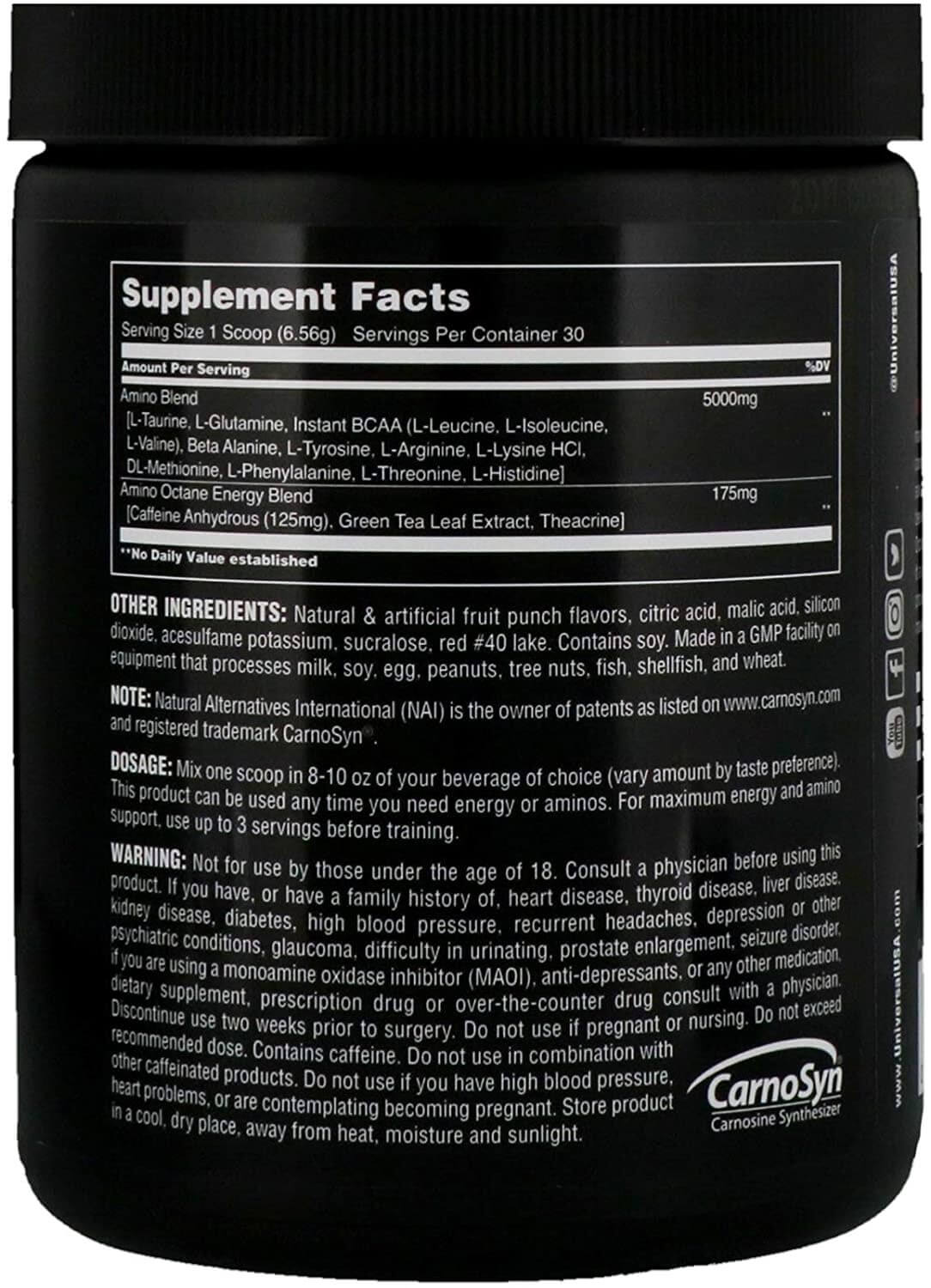 Universal Amino Octane-30Serv.-196.8G-Fruit Punch