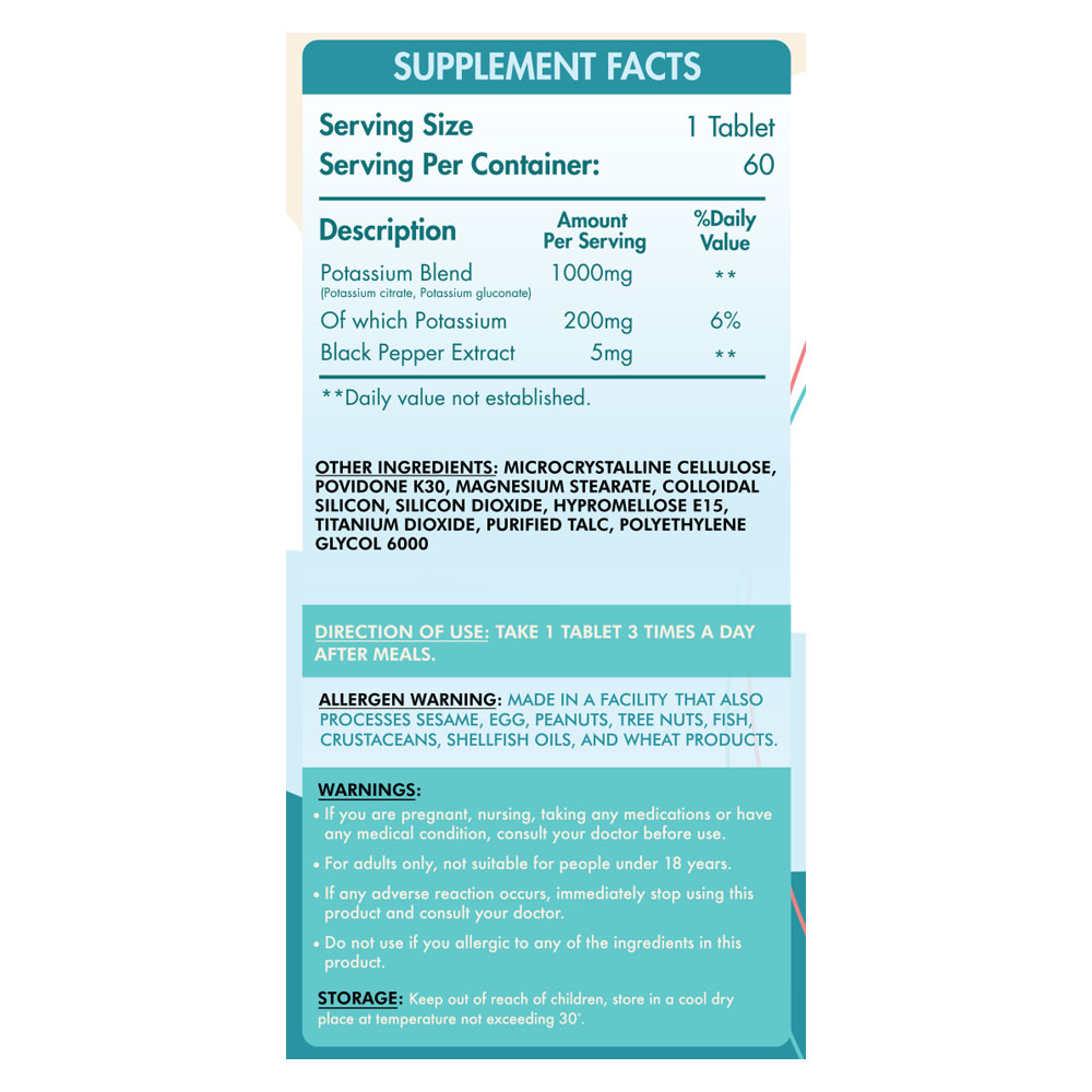 Organic Nation Potassium Blend-60Serv.-60Tablets
