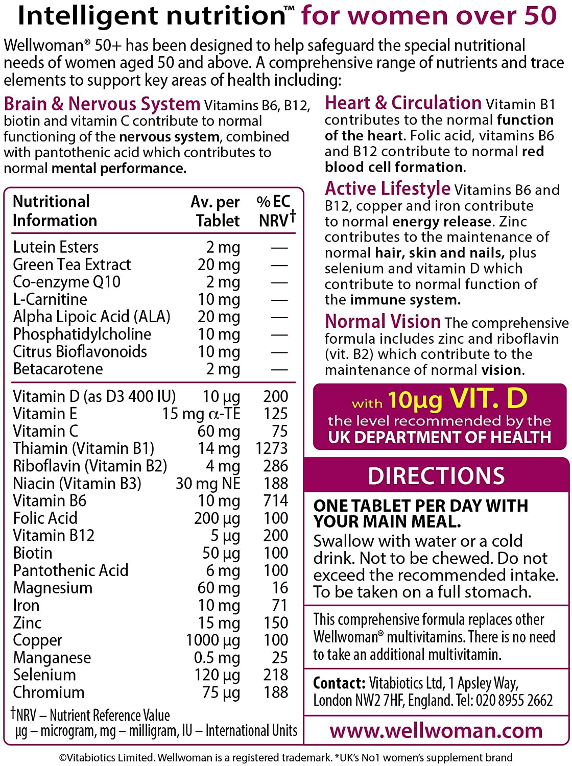 Vitabiotics Wellwoman 50+-30Serv.-30Tabs.