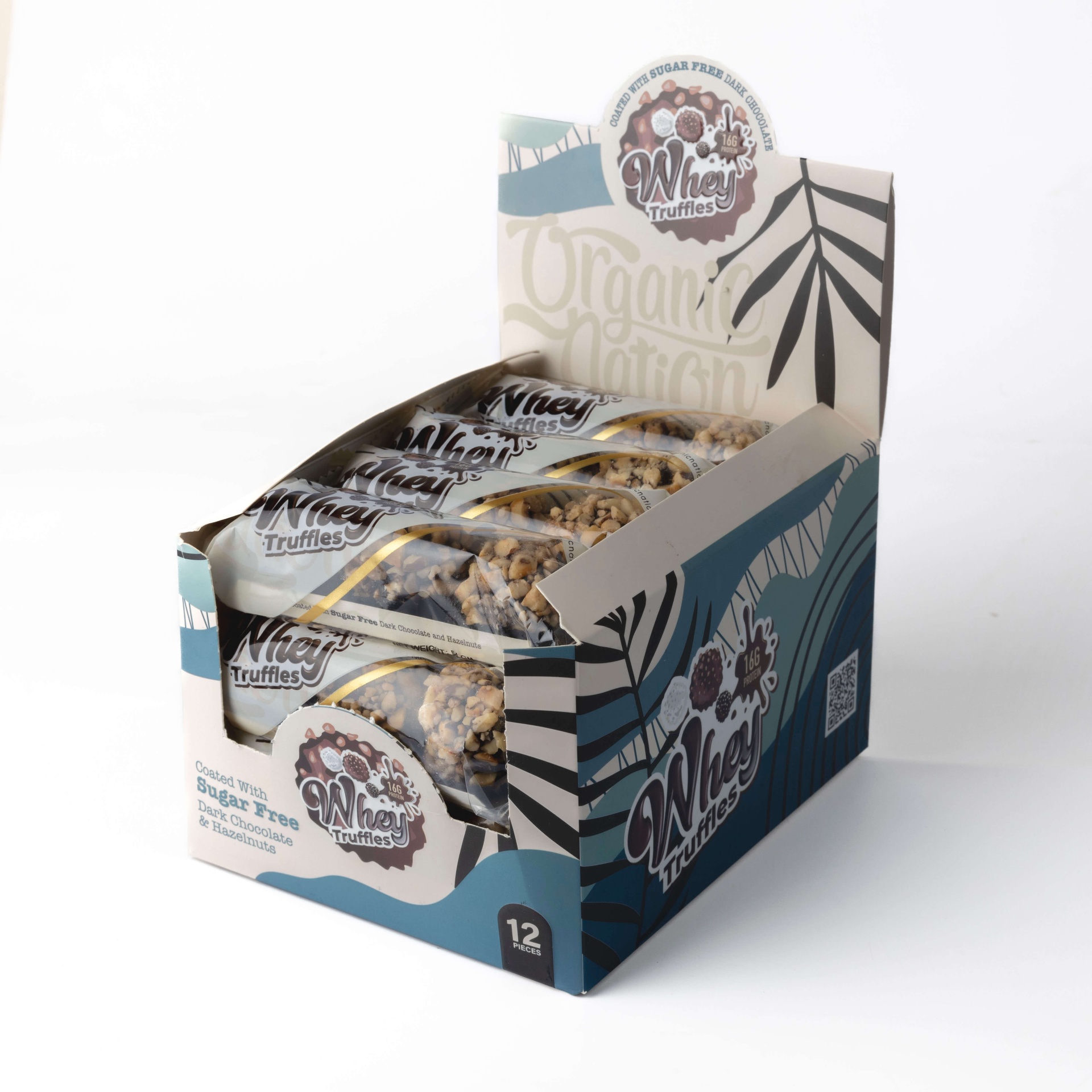 Organic Nation Whey Truffles-Dark Chocolate With Hazelnuts-54G.-3Truffles