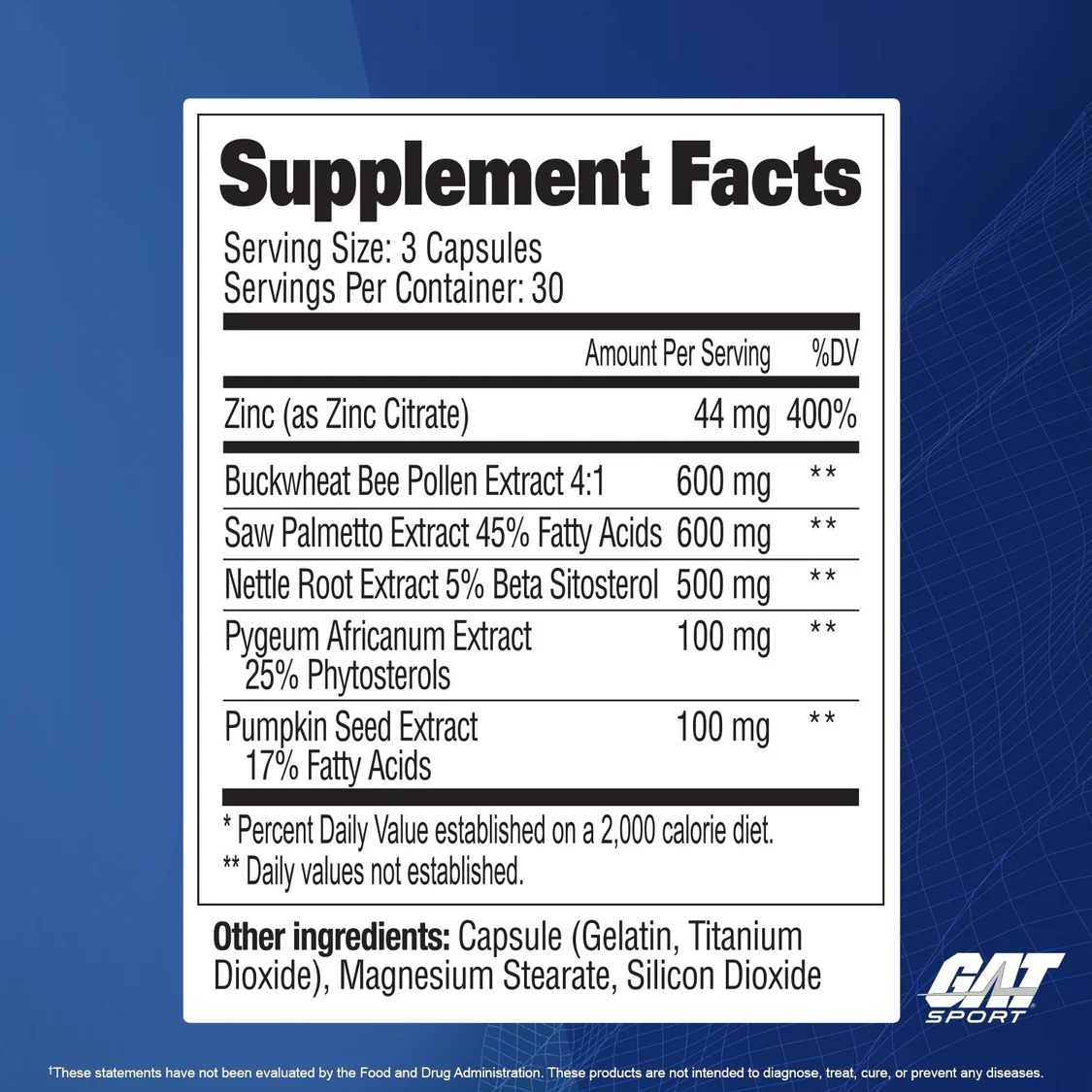 Gat Sport Testrol Prostate High Potency Formula 30Serv.-90Capsules.
