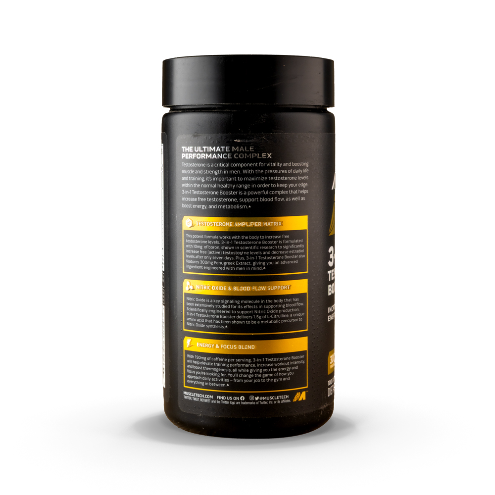 Muscletech 3-IN-1 Testosterone Booster 25Serv.-100Capsules.