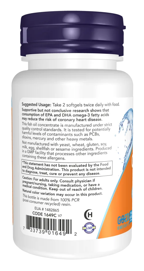 Now Foods Omega-3 Fish oil-100Serv.-200 Softgels