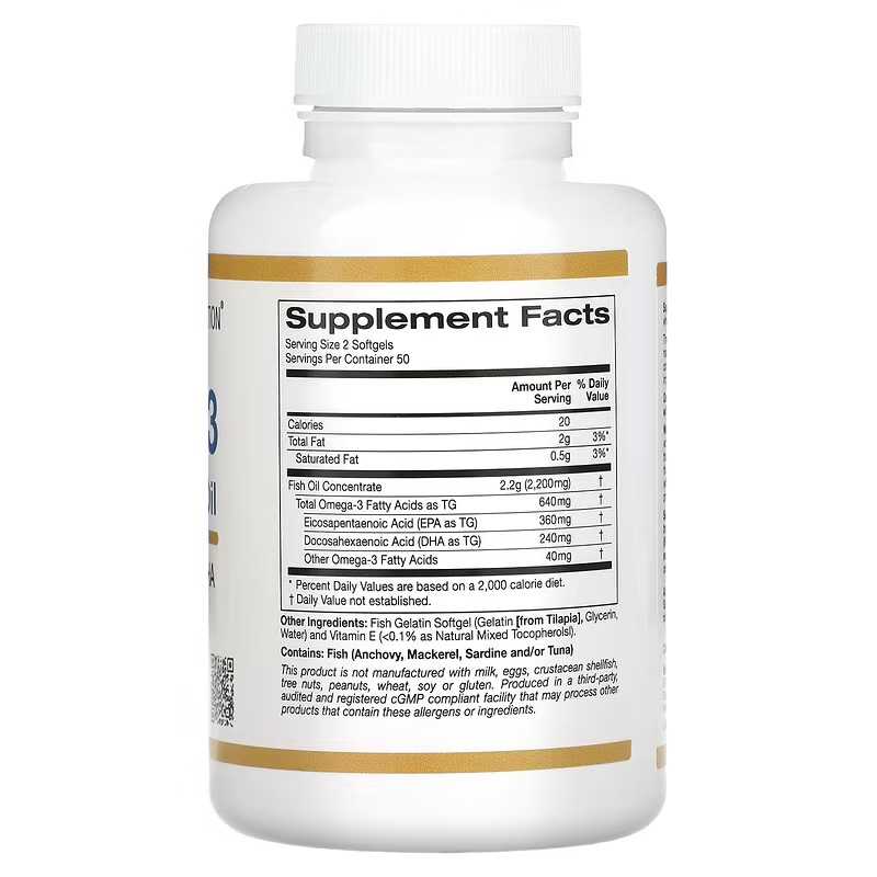 California Gold Nutrition Omega-3 Premium Fish Oil-120Serv.-240 Tablets