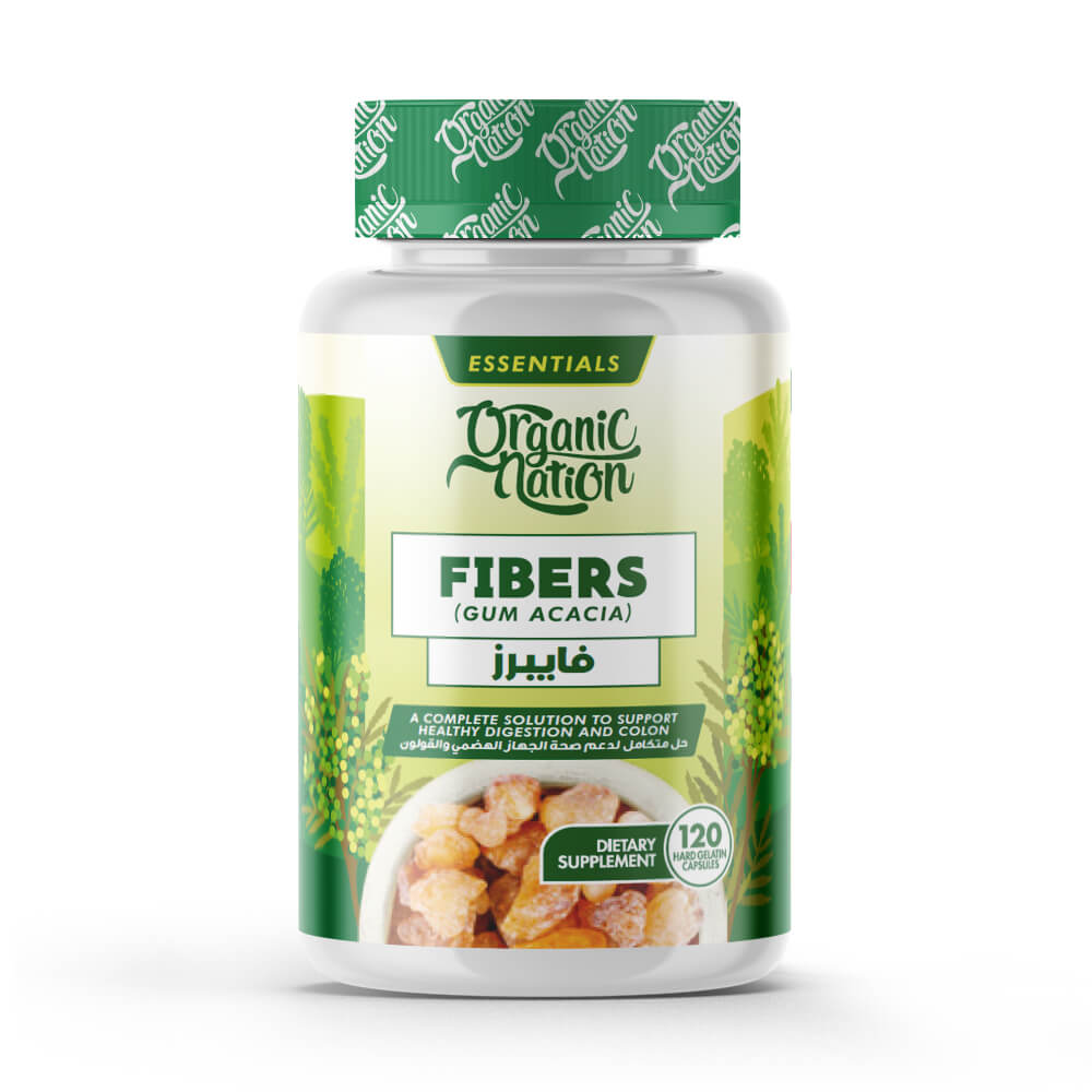 Organic Nation Fibers Gum Acacia-30Serv.-120 Capsules