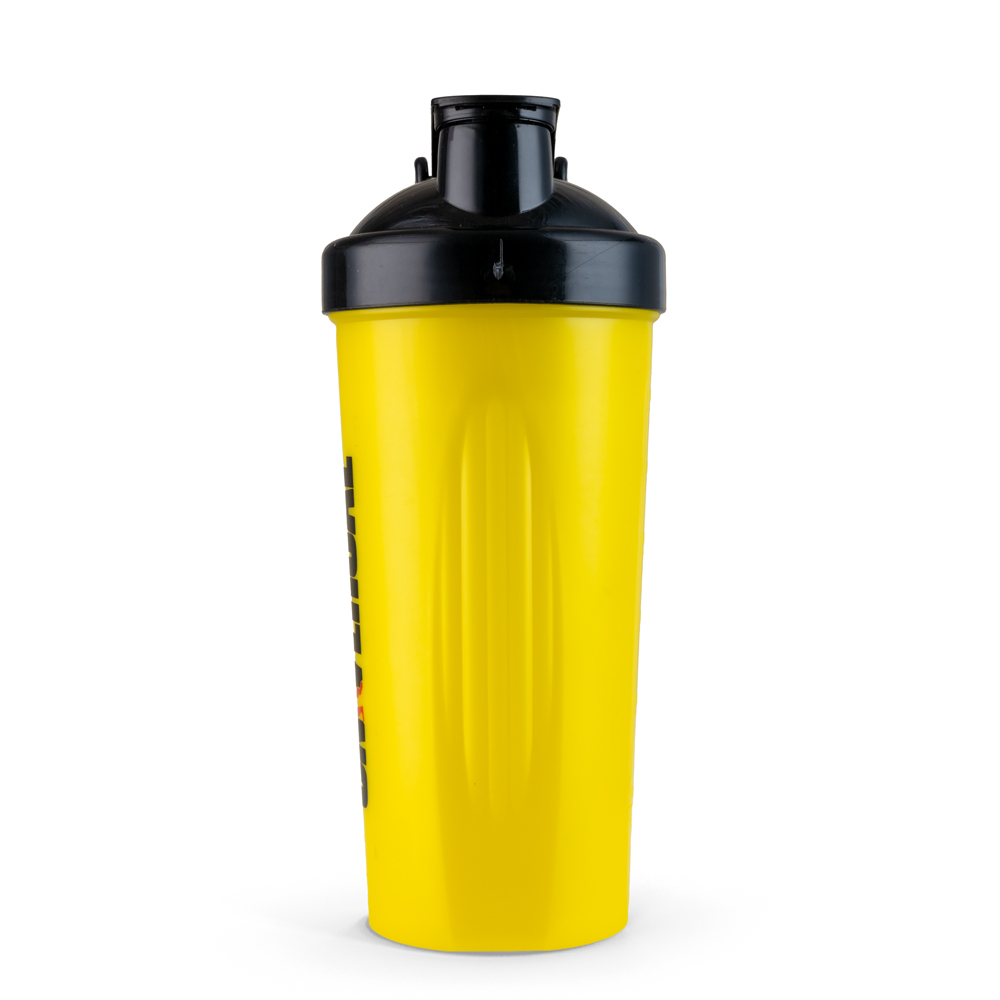 Universal Shaker - Yellow Shaker With Black Lid  With Red &amp; Black Print
