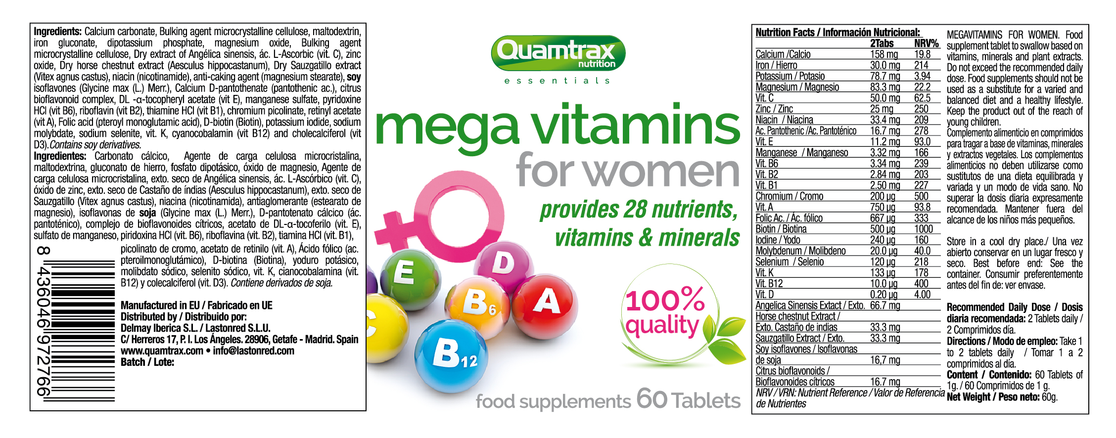 Quamtax Mega Vitamins for Women-60tabs.