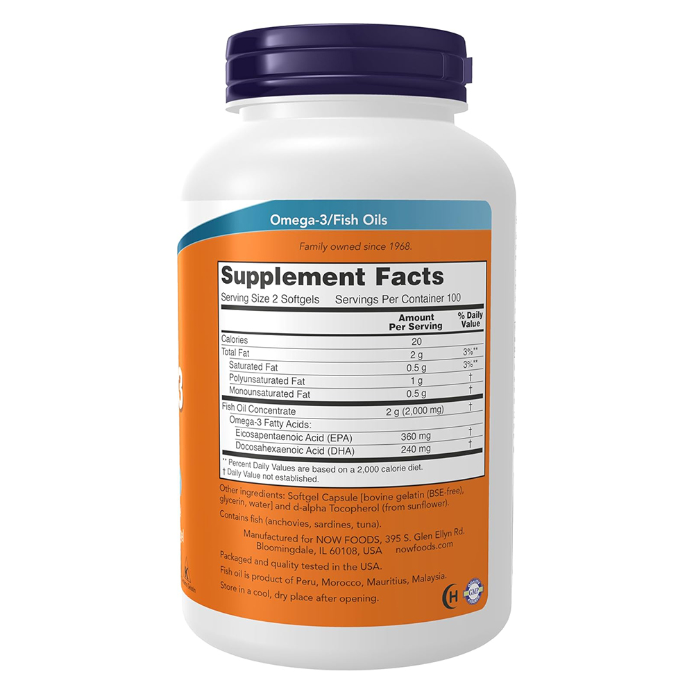 Now Molecularly Distilled Omega-3 Fish Oil-200Softgels