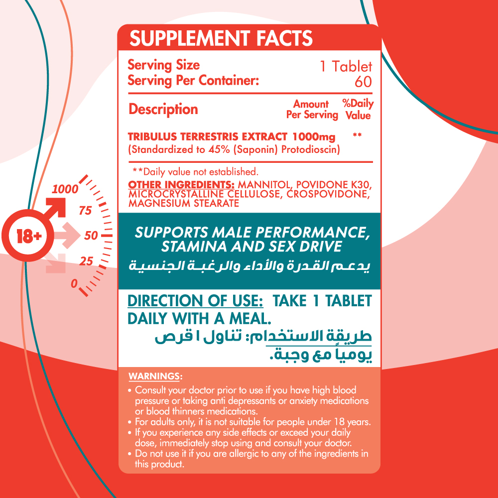 Organic Nation Tribulus 1000mg-60Serv-60Coated Tablet